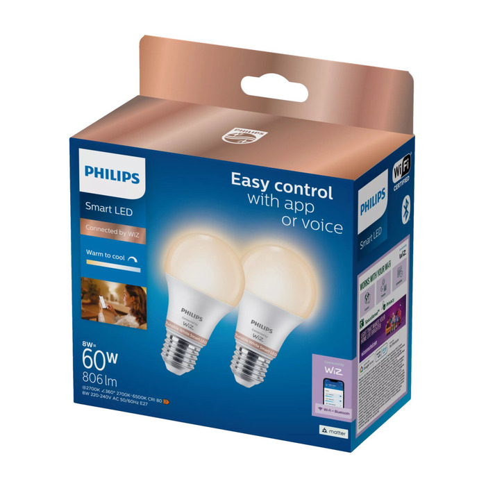 Normallampa Smart LED E27 8W/60W 2-pack Philips